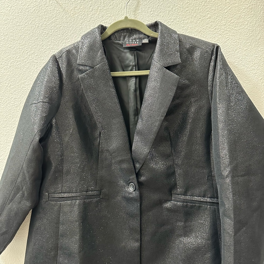 Joan Rivers Black Shimmer 1XP Red Carpet Blazer Metallic Sparkle Unworn